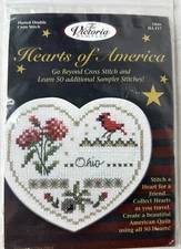 VICTORIA SAMPLER HEARTS OF AMERICA OHIO COUNTED CROSS STITCH NEW