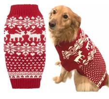 Red Christmas Dog Sweater Reindeer Holiday Festive Xmas Dog Christmas Sweater...