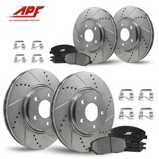 Front+Rear Drill/Slot Zinc Brake Rotors Ceram...