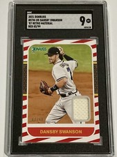 2021 Panini Donruss Dansby Swanson ‘87 Retro SGC 9 Mint Jersey Relic Red /99