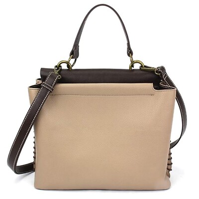 CHALA Satchel With Adjustable Strap - Ivory Paw Print Design In Burgundy & Brown