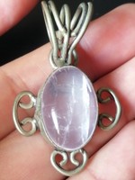 BEAUTIFUL ANCIENT SILVER AMULET WITH RARE INSERTING STONE 