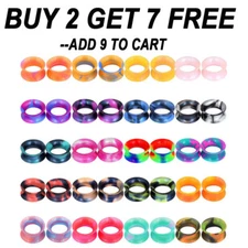 2PCS Colorful Thin Silicone Ear Gauges Soft Ear Plugs Ear Skins Tunnels Earrings
