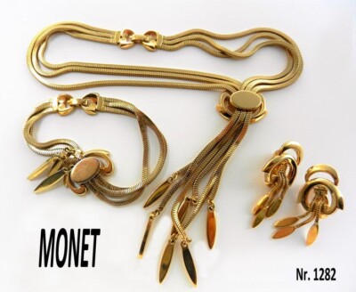 Monet ''Priscilla collection 1950'' seltenes Set Halskette, Armband, Ohrringe vgt