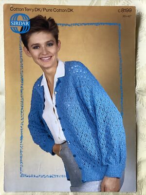 Sirdar knitting pattern Cotton DK lacy cardigan 30-42