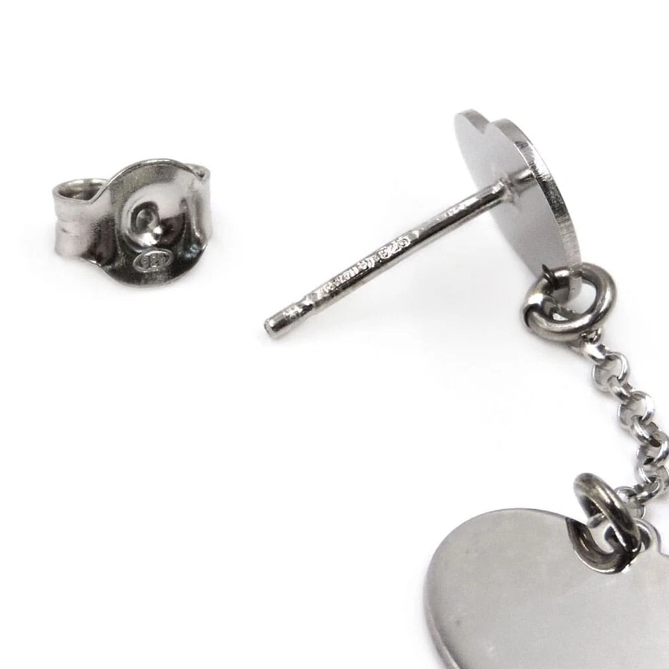 Orecchini in Argento 925 Rodiato Cuore Pendente con Diamante - Immagine 4 di 4