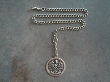 Watch Chain Silver Checked Nuremberg Coat of Arms Pendant 835 Silver 23.2g