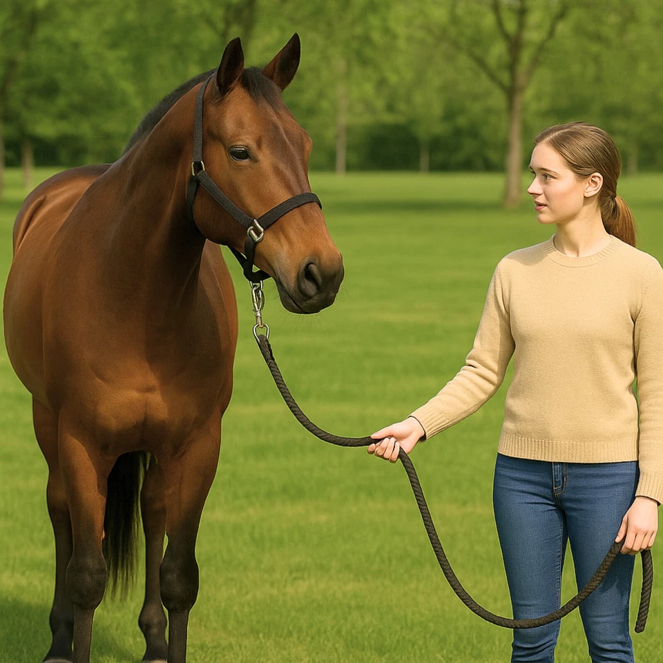 Cuerda de plomo de caballo de nailon de 9 pies de 3/4" de grosor con broche de toro - fuerte y cómoda - envío gratuito Foto 3 de 3