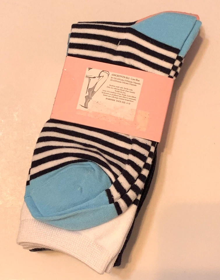 Kate Spade Mujer Crew Pantalones Calcetines 3 Pares Crew Azul Conjunto Talla Única Nuevo con Etiquetas Foto 2 de 4