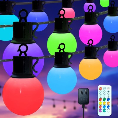 Outdoor Patio Lights RGB String Lights: Waterproof with Remote Control LED Ou...
