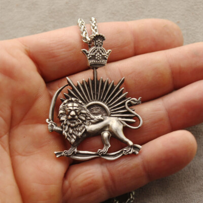Persian Shir Khorshid Lion & Sun Tie Pin Brooch - Stainless Steel Silver Plated Suit Accessory 8 thumbnail image