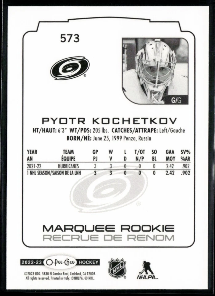 2022-23 O-Pee-Chee Pyotr Kochetkov RC #573 - Image 2 of 2
