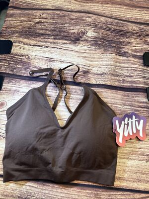 Yitty Women's Nearly Naked Shaping Midi No-Show Bra.  Color Bosses Up Brown  M/L