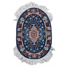 1x2' Small Perrsian Tabriiz Wool & Silk Oval Rug # PIX-22497