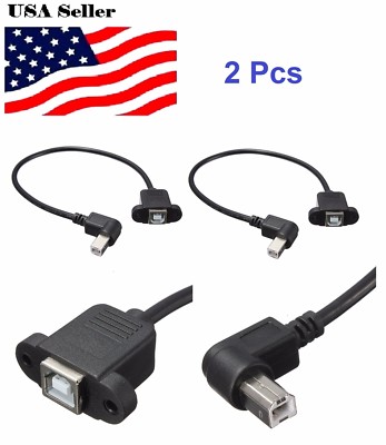 2 PCs 30cm USB 2.0 B Male to USB B Female Socket Printer Panel Mount Cable