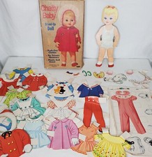 Vtg 60s Chatty Baby Paper Doll Set Clothes Accessories Case Stand Whitman USA 