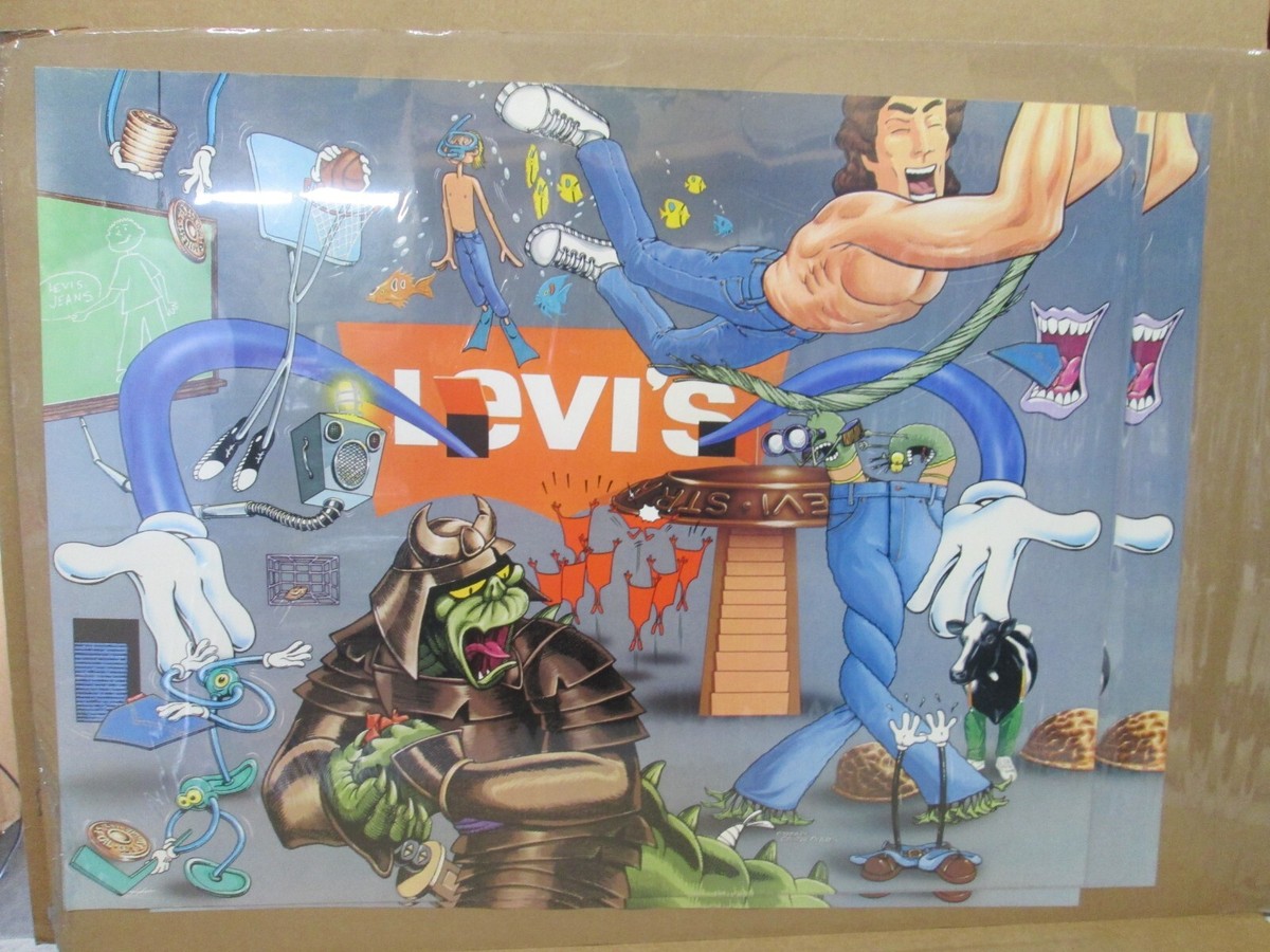 Levi's BIG E 501 ADVERTISING POSTER Vintage Levi's BIG E 1970s