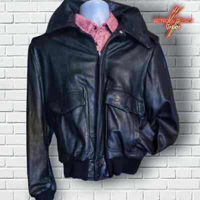 ジャケット・アウター vintage learher bomber jacket black s-l400.jpg