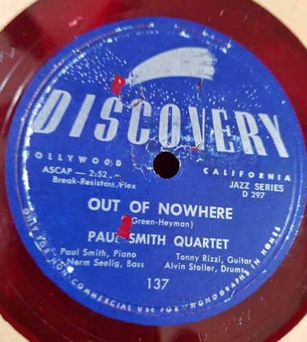 78RPM Discovery 137 Paul Smith, Seelig, Rizzi - Out Of Nowhere / S'wonderful, E- - Picture 2 of 5