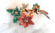 Vintage Brooch/Pin - GOLD TONE GLITTER & RHIN...