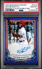 2024 Bowman Sterling Victor Scott II Auto Purple-Ref /120 RC PSA 10 - Pop 4