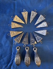 12 Pyramid 2 oz , 3 bell 4oz fishing sinkers 15 pack