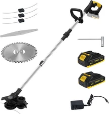 DEVONIC 21V Cordless Grass String Trimmer Edger 2-in-1 w/ 2 Batteries & Charger