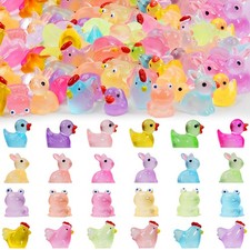 Mini Resin Animals Figures to Hide 72 PCS Luminous Tiny Miniature Figurines B...