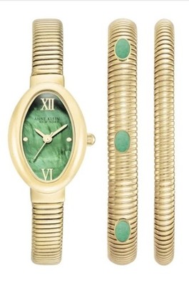 Anne Klein New York Ladies Green Malachite Bracelet And Watch Set