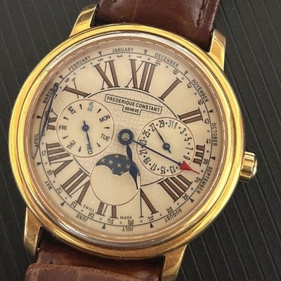 FREDERIQUE CONSTANT FC-270X3P4 Moonphase Chronograph Calendar Watch Leather Belt