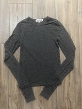 Éterne Long Sleeve Fitted Top Butter Rib Heather Charcoal Size XS NWOT USA Made