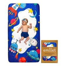 100 Cotton Fitted Crib Sheet Cosmic Adventure Space Theme, Soft Nursery Be...