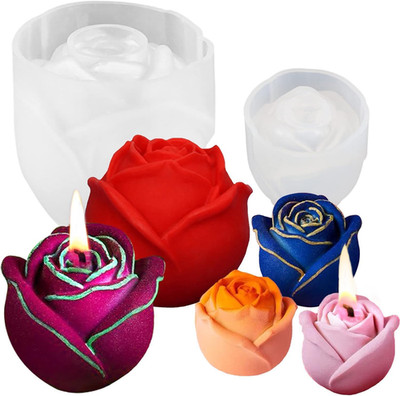 2 Pack Rose Candles Molds for Candle Making, 3D Rose Flower Silicone Molds for D