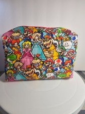 Nintendo Mario Washable Soft Cotton Handmade Makeup Bag Zipper Toiletry Bag