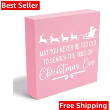 Winter Christmas Wood Block Artwork Decor Sign Christmas Eve Elk Santa Claus ...