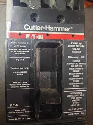 Cuttler-Hammer Type JS 225amp 3 Pole Circuit Breaker