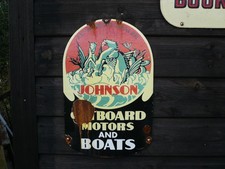 ENAMEL SIGN ,JOHNSON OUTBOARD MOTOR,YACHT , BOAT CHANDERLERS, RYA WORLD SHIPPIN