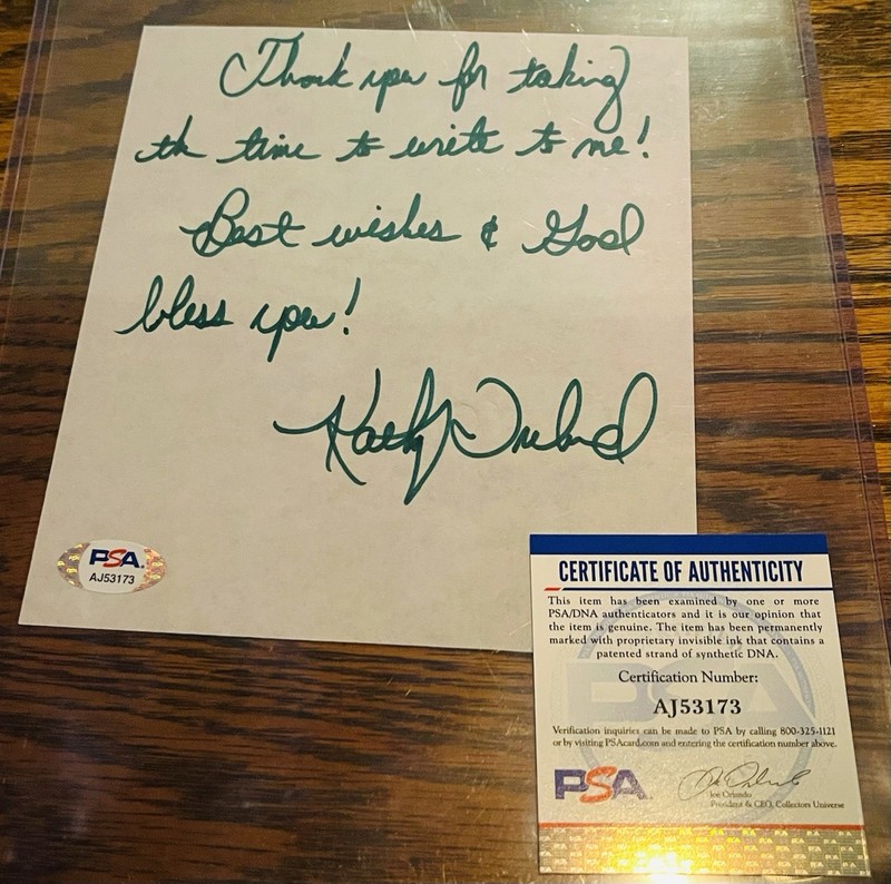 PSA DNA KATHY IRELAND SIGNED W/ LONG INSCRIPTION MODEL LETTER