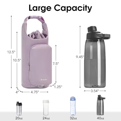Bolsa portadora de botellas de agua con bolsillo para teléfono 32 oz 40 oz vaso agua aislada - Imagen 5 de 7