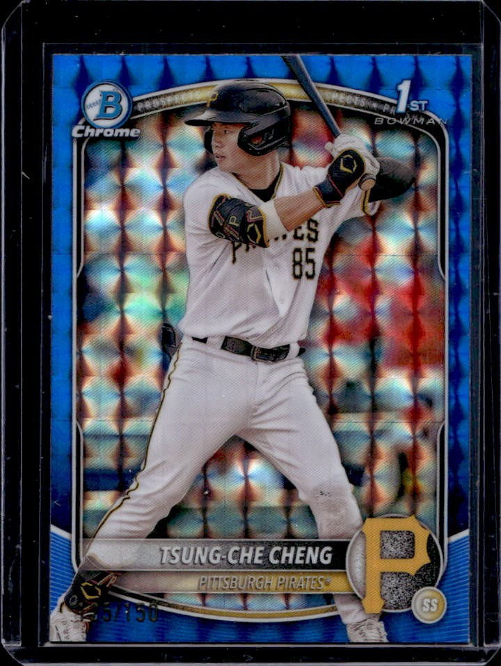 2025 Bowman Tsung-Che Cheng Chrome Blue Geometric Refractor 1st #35/150