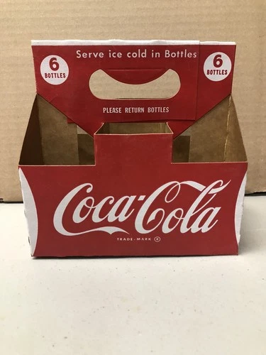 VINTAGE COCA COLA CARDBOARD 6 BOTTLE CARRIER / CARTON