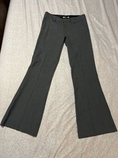 Alice + Olivia 4 Womens Gray Wool Mix Pants Midrise 32x34 Flat Front Flared Leg