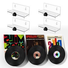 Vinyl Record Holder Wall Mount, Acrylic Dual Display for Small, Transparent
