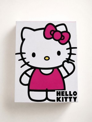 Hello Kitty Wooden Wall Art / Mod Podge Style Plaque   Pink & White