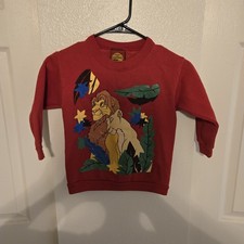 Vintage 90s Disney Lion King Simba Nala Sweatshirt Kids Youth Med Red Made in...