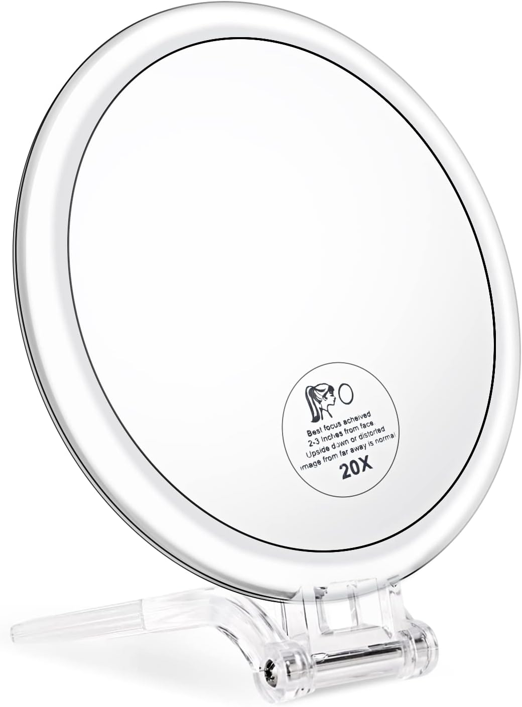 Magnifying Handheld Mirror Double Sided, 1X 20X Magnification Hand Mirror, Trave