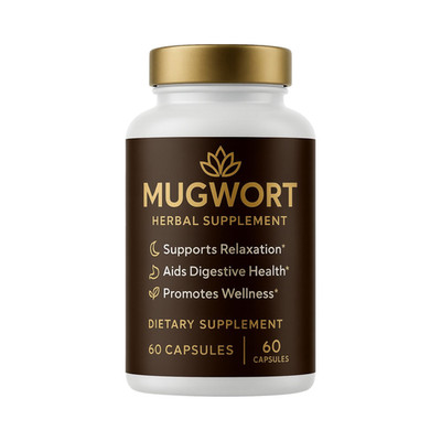Mugwort Capsules   Herbal Digestive Support, Relaxation & Wellness Aid 60ct
