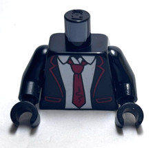 Lego - Minifigure Torso - Black Suit Coat, Red Tie, Snake Logo, Gloves
