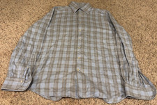 Emanuel Berg Long Sleeve Modern Fit Dress Shirt Blue/Gray Mens Size XL 17.5