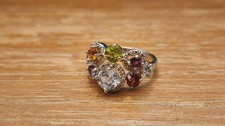 Colorful Sterling Silver Ring With Gemstones Size 8.25